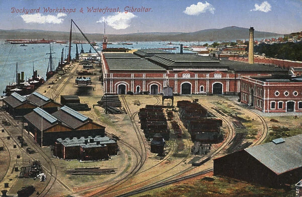 Dockyard workshops and waterfront, Gibraltar, 20th century