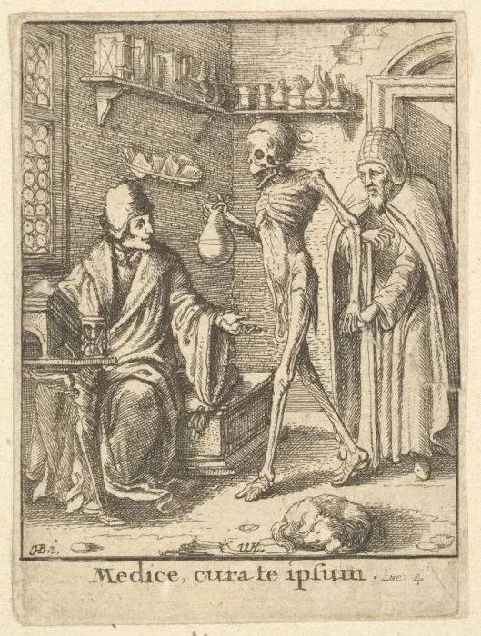 Framed Print : Doctor, from the Dance of Death, 1651. Creator: Wenceslaus Hollar Framed Print : Doctor, from the Dance of Death, 1651. Creator: Wenceslaus Hollar