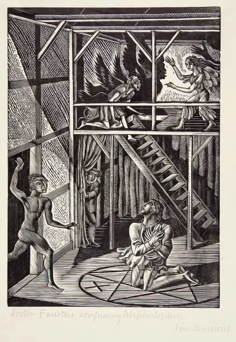 Framed Print : Doctor Faustus Conjuring Mephistophilis, 1929. Creator: Eric Ravilious Framed Print : Doctor Faustus Conjuring Mephistophilis, 1929. Creator: Eric Ravilious