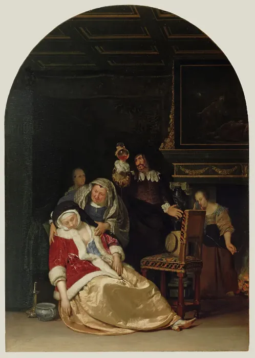 Framed Print : The Doctor's Visit, 1667. Creator: Frans van Mieris I Framed Print : The Doctor's Visit, 1667. Creator: Frans van Mieris I
