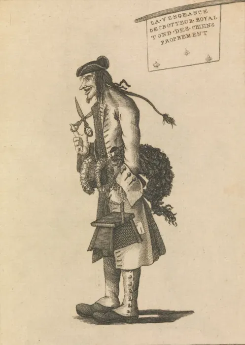 Framed Print : The Dog Barber, April 25, 1771. Creator: Unknown Framed Print : The Dog Barber, April 25, 1771. Creator: Unknown