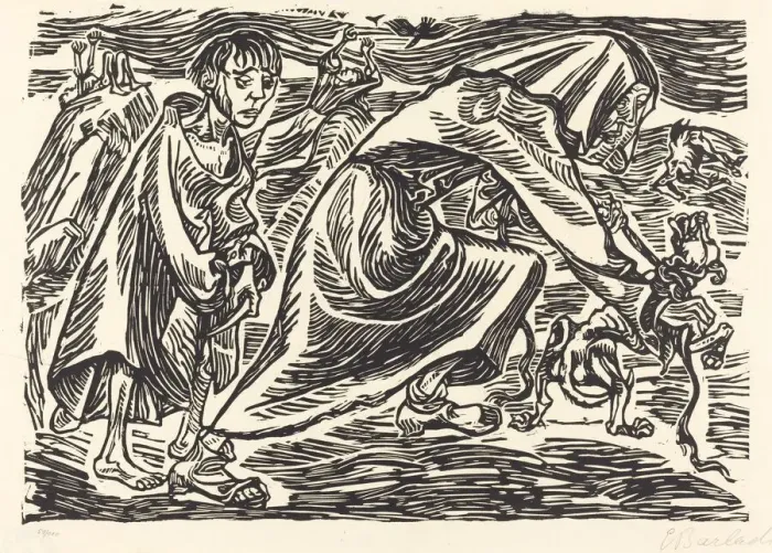 Framed Print : The Dog Catcher, 1919. Creator: Ernst Barlach Framed Print : The Dog Catcher, 1919. Creator: Ernst Barlach