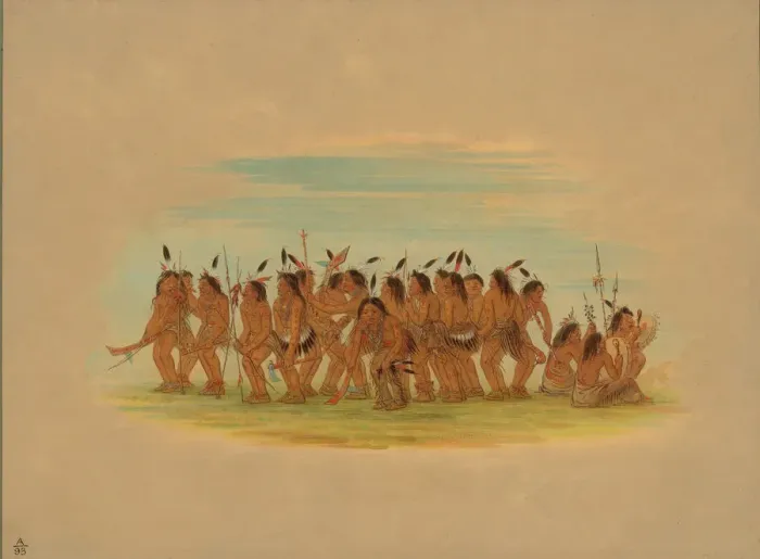 Framed Print : Dog Dance - Sioux, 1861. Creator: George Catlin Framed Print : Dog Dance - Sioux, 1861. Creator: George Catlin