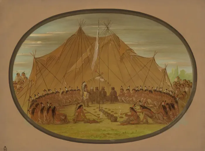 Framed Print : A Dog Feast - Sioux, 1861 / 1869. Creator: George Catlin Framed Print : A Dog Feast - Sioux, 1861 / 1869. Creator: George Catlin