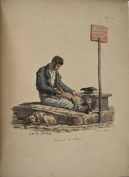 Dog groomer. From the Series 'Cris de Paris' (The Cries of Paris), 1815. Creator: Vernet, Carle (1758-1836). Dog groomer. From the Series 'Cris de Paris' (The Cries of Paris), 1815. Creator: Vernet, Carle (1758-1836)