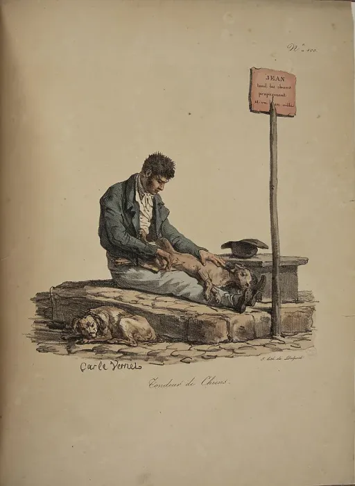Framed Print : Dog groomer. From the Series Cris de Paris (The Cries of Paris), 1815. Creator: Vernet, Carle (1758-1836). Dog groomer. From the Series Cris de Paris (The Cries of Paris), 1815. Creator: Vernet, Carle (1758-1836) Framed Print : Dog groomer. From the Series Cris de Paris (The Cries of Paris), 1815. Creator: Vernet, Carle (1758-1836). Dog groomer. From the Series Cris de Paris (The Cries of Paris), 1815. Creator: Vernet, Carle (1758-1836)