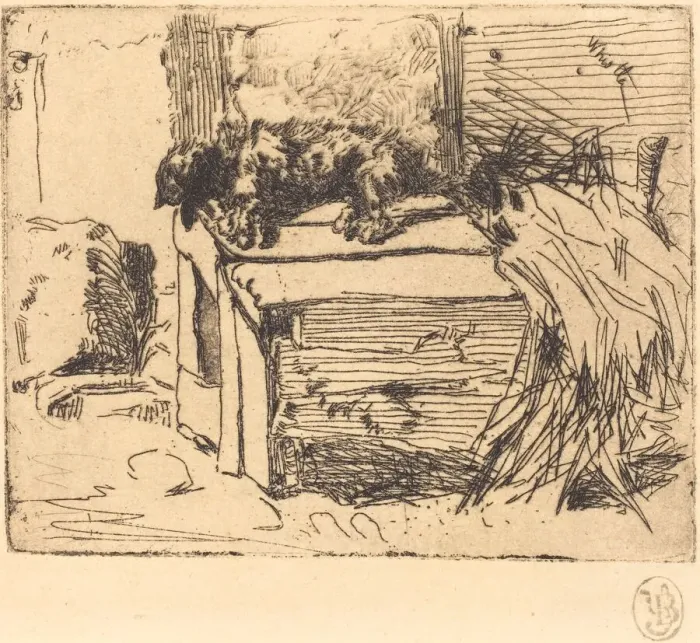 Framed Print : The Dog on the Kennel. Creator: James Abbott McNeill Whistler Framed Print : The Dog on the Kennel. Creator: James Abbott McNeill Whistler