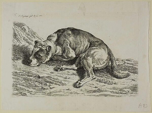 Dog Laying Down, from from Die Zweite Thierfolge, 1799 / 1803. Creator: Johann Christian Reinhart