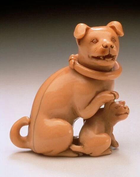 Dog with Loose Collar and Puppy, early 19th century. Creator: Unknown