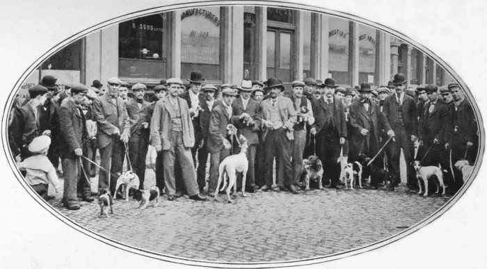 Framed Print : Dog sellers and buyers in the East End, London, c1900 (1901) Framed Print : Dog sellers and buyers in the East End, London, c1900 (1901)