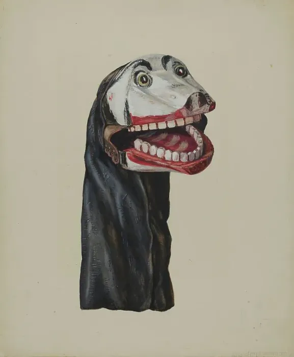 Framed Print : Dog Toby Hand Puppet, c. 1936. Creator: Dorothy Brennan Framed Print : Dog Toby Hand Puppet, c. 1936. Creator: Dorothy Brennan