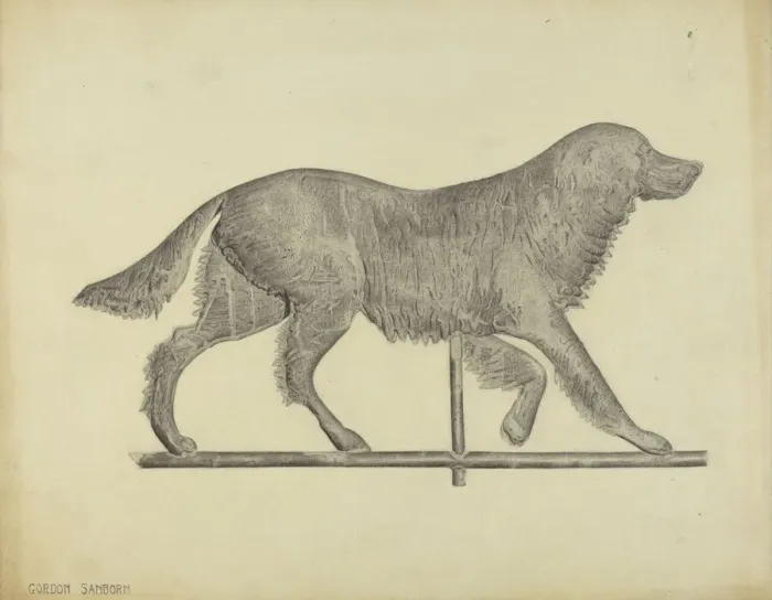 Framed Print : Dog Weather Vane, c. 1938. Creator: Gordon Sanborn