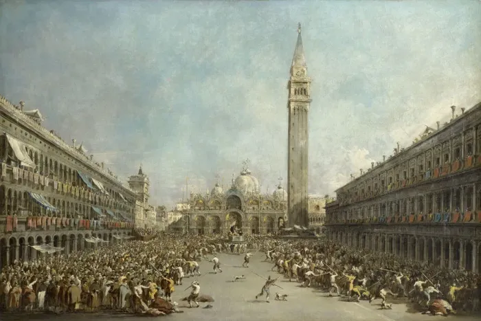Framed Print : Doge Alvise IV Mocenigo appears on St. Marks Square, ca 1776 Framed Print : Doge Alvise IV Mocenigo appears on St. Marks Square, ca 1776