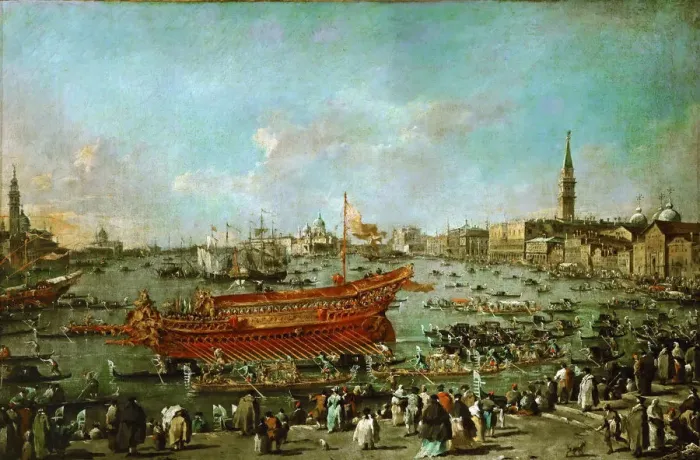 Framed Print : The Doge on the Bucintoro near the Riva di Sant Elena, 1775-1780. Creator: Guardi Framed Print : The Doge on the Bucintoro near the Riva di Sant Elena, 1775-1780. Creator: Guardi