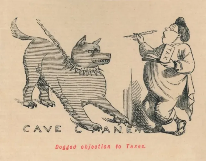 Framed Print : Dogged Objection to Taxes, 1852. Artist: John Leech Framed Print : Dogged Objection to Taxes, 1852. Artist: John Leech