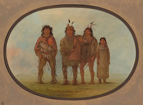 Four Dogrib Indians, 1855  /  1869. Creator: George Catlin