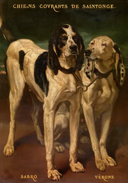 Framed Print : Two Dogs, c1830-1880. Creator: Louis-Godefroy Jadin Framed Print : Two Dogs, c1830-1880. Creator: Louis-Godefroy Jadin