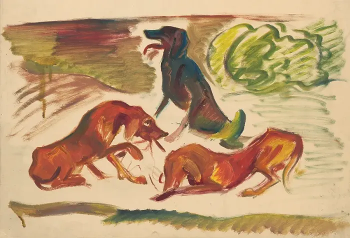 Framed Print : Dogs in the country, 1935-1944. Creator: Arnold Peter Weisz-Kubincan Framed Print : Dogs in the country, 1935-1944. Creator: Arnold Peter Weisz-Kubincan