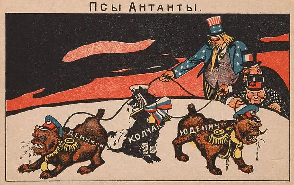 The dogs of the Entente: Denikin, Kolchak, Yudenich, 1919. Creator: Deni (Denisov)