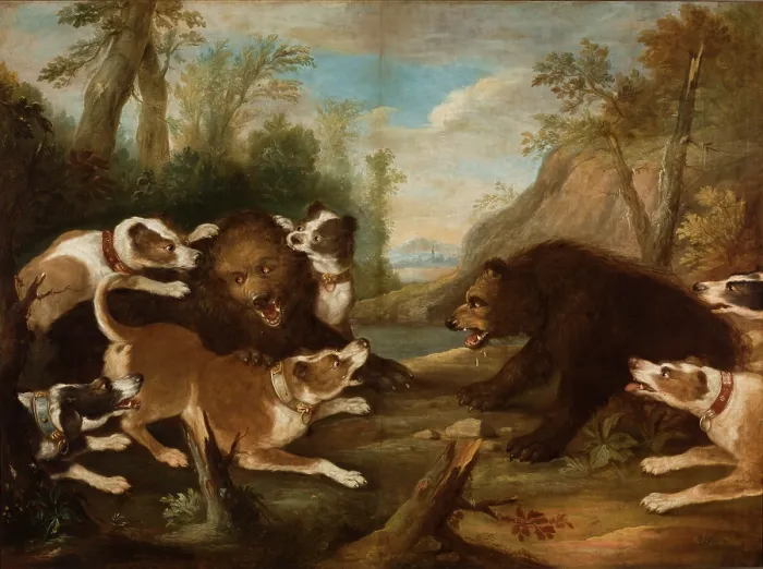 Framed Print : Dogs Fighting with Bears, 1st quarter of 18th century. Creator: Joseph Anton Harzath Framed Print : Dogs Fighting with Bears, 1st quarter of 18th century. Creator: Joseph Anton Harzath