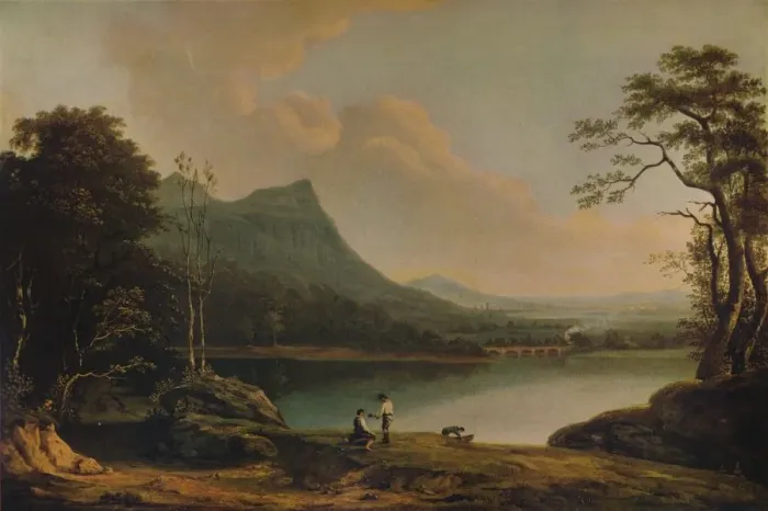 Framed Print : Dolgelly Bridge, 1774, (1938). Artist: Richard Wilson Framed Print : Dolgelly Bridge, 1774, (1938). Artist: Richard Wilson
