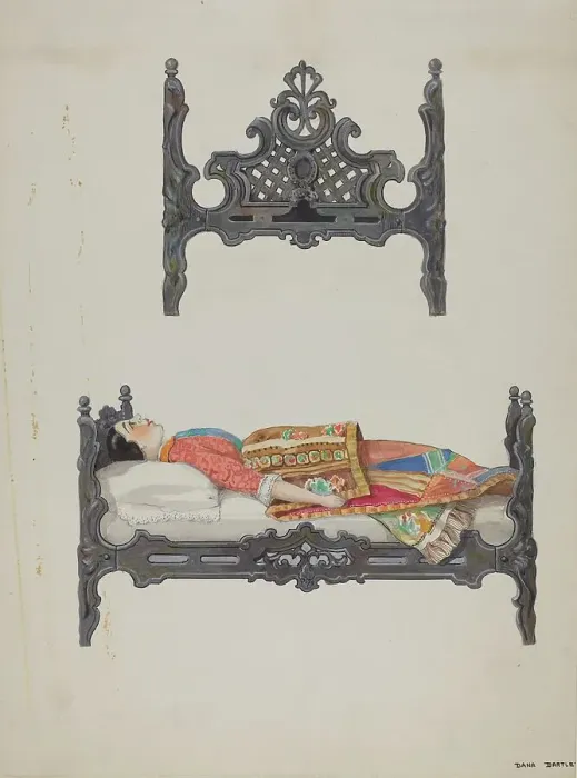 Framed Print : Doll Bed, c. 1937. Creator: Dana Bartlett Framed Print : Doll Bed, c. 1937. Creator: Dana Bartlett