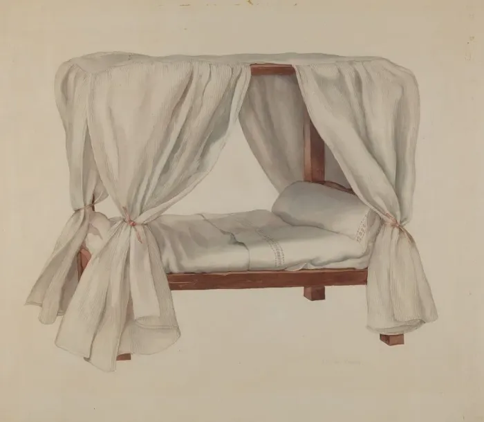 Framed Print : Doll Bed, c. 1937. Creator: Lillian Causey Framed Print : Doll Bed, c. 1937. Creator: Lillian Causey