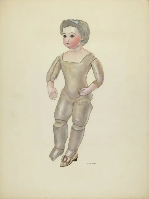 Framed Print : Doll with Bisque Head, c. 1937. Creator: Dorothy Harris Framed Print : Doll with Bisque Head, c. 1937. Creator: Dorothy Harris