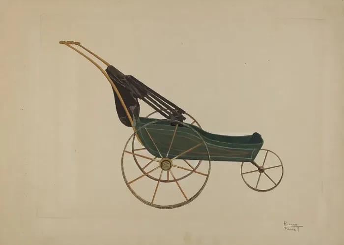 Framed Print : Doll Buggy, c. 1938. Creator: Richard Barnett Framed Print : Doll Buggy, c. 1938. Creator: Richard Barnett