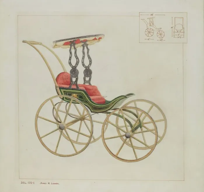 Framed Print : Doll Carriage, c. 1937. Creator: James M. Lawson Framed Print : Doll Carriage, c. 1937. Creator: James M. Lawson