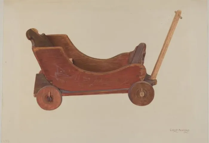 Framed Print : Doll Cart, c. 1937. Creator: Chris Makrenos Framed Print : Doll Cart, c. 1937. Creator: Chris Makrenos
