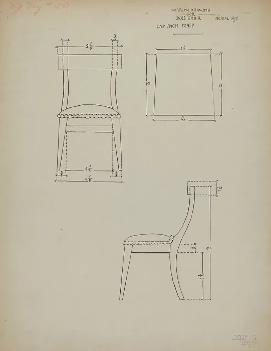 Framed Print : Doll Chair, c. 1936. Creator: Julie C Brush Framed Print : Doll Chair, c. 1936. Creator: Julie C Brush