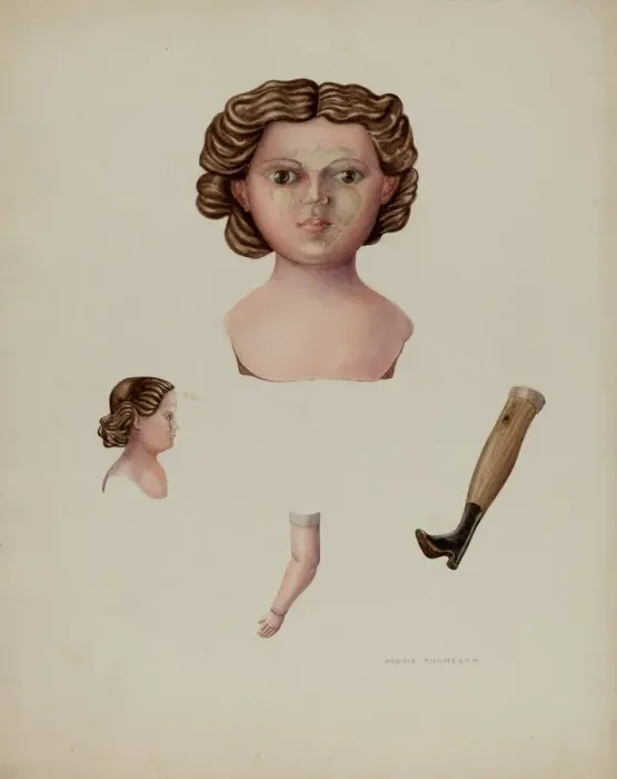 Framed Print : Doll (Composition), c. 1941. Creator: Archie Thompson Framed Print : Doll (Composition), c. 1941. Creator: Archie Thompson