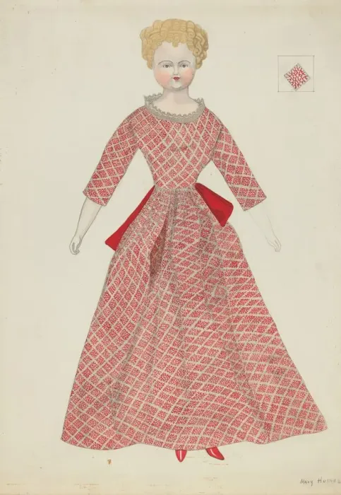 Framed Print : Doll and Costume, c. 1936. Creator: Mary E Humes Framed Print : Doll and Costume, c. 1936. Creator: Mary E Humes