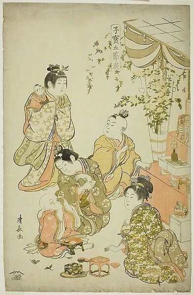 The Doll Festival, from the series 'Precious Children's Games of the Five Festivals...', c. 1801. Creator: Torii Kiyonaga. The Doll Festival, from the series 'Precious Children's Games of the Five Festivals...', c. 1801