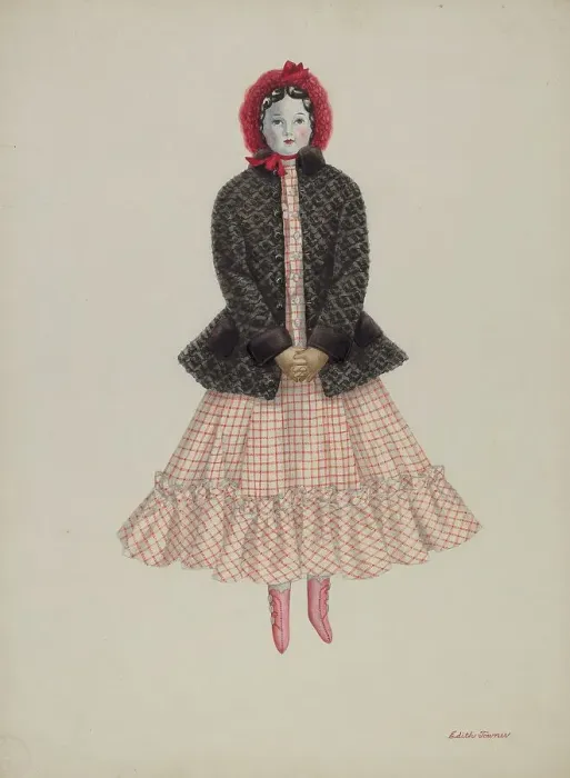 Framed Print : Doll - Flora Richardson, c. 1937. Creator: Edith Towner. Doll - Flora Richardson, c. 1937. Creator: Edith Towner Framed Print : Doll - Flora Richardson, c. 1937. Creator: Edith Towner. Doll - Flora Richardson, c. 1937. Creator: Edith Towner