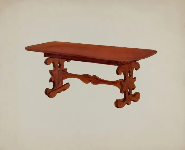 Framed Print : Doll Furniture - Table, c. 1937. Creator: Ellen Duncan Framed Print : Doll Furniture - Table, c. 1937. Creator: Ellen Duncan