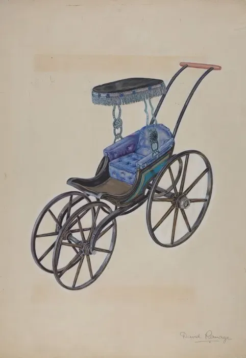 Framed Print : Doll Go-Cart, c. 1937. Creator: David Ramage Framed Print : Doll Go-Cart, c. 1937. Creator: David Ramage