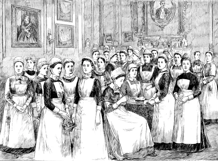 Framed Print : Doll Nurses at the Bazaar for the new Hospital for Women, Euston Road, 1890. Creator: Carl Hentschel Framed Print : Doll Nurses at the Bazaar for the new Hospital for Women, Euston Road, 1890. Creator: Carl Hentschel