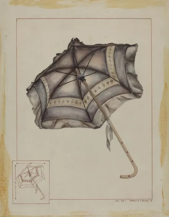 Framed Print : Doll Parasol, c. 1938. Creator: Ernest A Towers Jr Framed Print : Doll Parasol, c. 1938. Creator: Ernest A Towers Jr