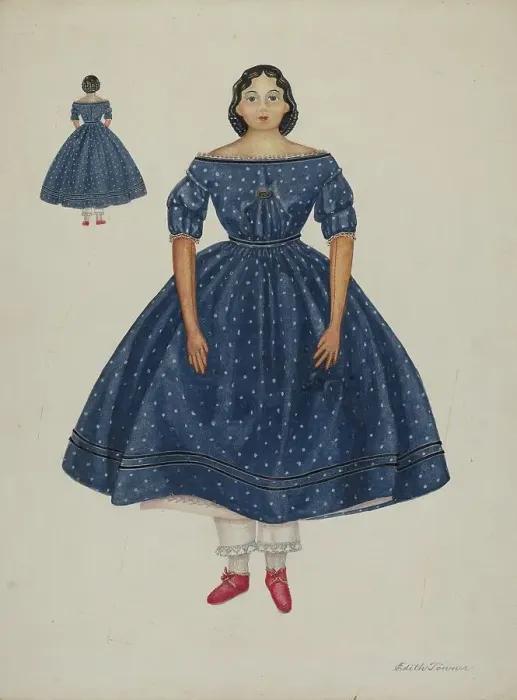 Framed Print : Doll - Sarah, c. 1937. Creator: Edith Towner. Doll - Sarah, c. 1937. Creator: Edith Towner Framed Print : Doll - Sarah, c. 1937. Creator: Edith Towner. Doll - Sarah, c. 1937. Creator: Edith Towner
