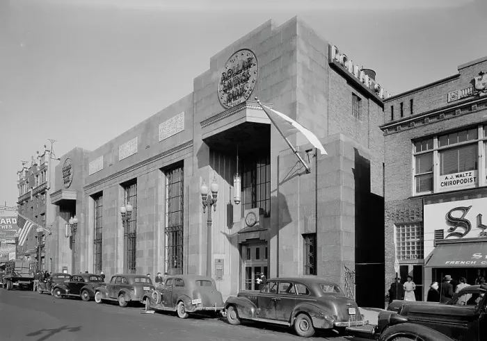 Framed Print : Dollar Savings Bank, Grand Concourse, Bronx, New York, 1946. Creator: Gottscho-Schleisner, Inc Framed Print : Dollar Savings Bank, Grand Concourse, Bronx, New York, 1946. Creator: Gottscho-Schleisner, Inc