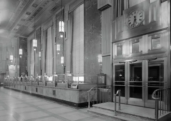 Framed Print : Dollar Savings Bank, Grand Concourse, New York, 1946. Creator: Gottscho-Schleisner, Inc Framed Print : Dollar Savings Bank, Grand Concourse, New York, 1946. Creator: Gottscho-Schleisner, Inc