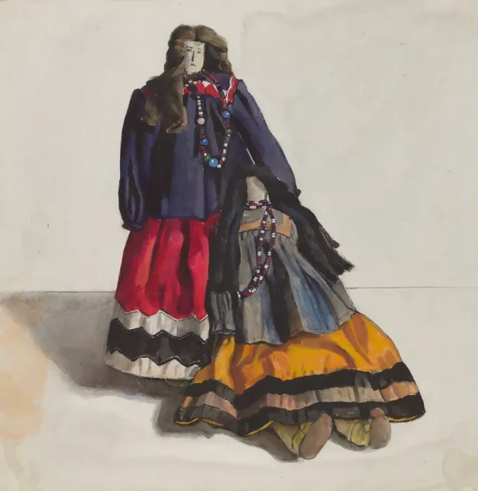 Framed Print : Dolls (Apache Women), 1935 / 1942. Creator: Jane Iverson Framed Print : Dolls (Apache Women), 1935 / 1942. Creator: Jane Iverson