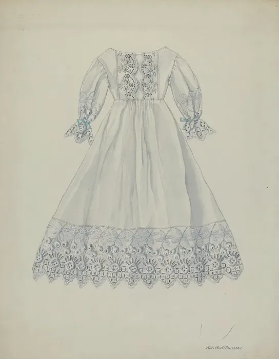 Framed Print : Doll's Dress, c. 1937. Creator: Edith Towner Framed Print : Doll's Dress, c. 1937. Creator: Edith Towner
