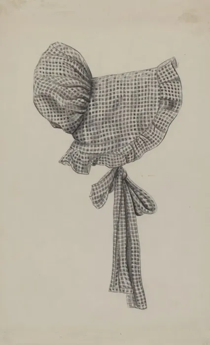 Framed Print : Dolls Gingham Sunbonnet, c. 1936. Creator: Bertha Semple Framed Print : Dolls Gingham Sunbonnet, c. 1936. Creator: Bertha Semple
