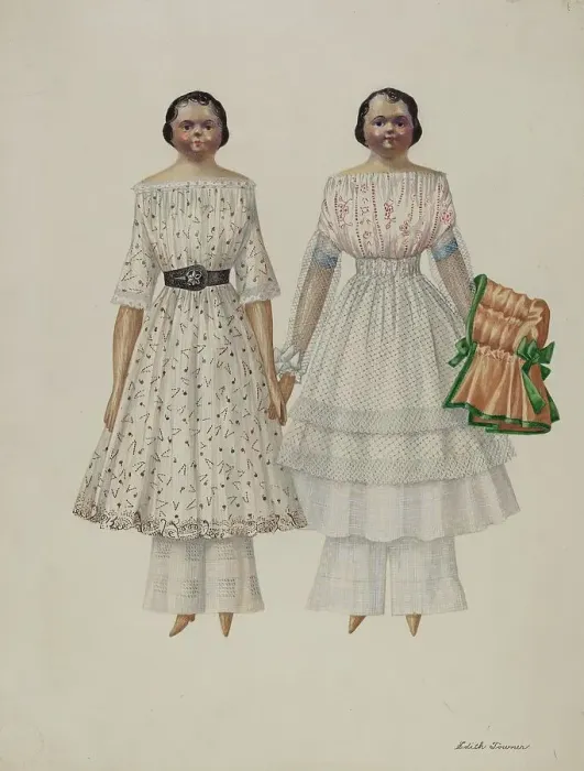 Framed Print : Dolls - Molly and Polly, c. 1937. Creator: Edith Towner. Dolls - Molly and Polly, c. 1937. Creator: Edith Towner Framed Print : Dolls - Molly and Polly, c. 1937. Creator: Edith Towner. Dolls - Molly and Polly, c. 1937. Creator: Edith Towner