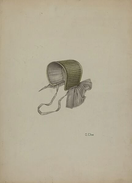 Doll's Straw Bonnet, c. 1939. Creator: Orville Cline