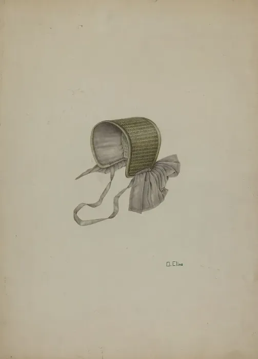 Framed Print : Doll's Straw Bonnet, c. 1939. Creator: Orville Cline Framed Print : Doll's Straw Bonnet, c. 1939. Creator: Orville Cline