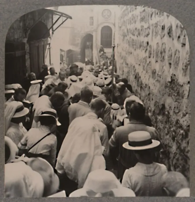 Framed Print : The Via Dolorosa from the Tower of Antonio to the Church of the Holy Sepulchure, c1900 Framed Print : The Via Dolorosa from the Tower of Antonio to the Church of the Holy Sepulchure, c1900